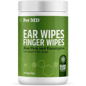 imagePet MD  Dog Ear Cleaner Wipes  Otic Cleanser for Dogs to Stop Ear Itching and Infections with Aloe and Eucalyptus  100 CountFinger Wipes