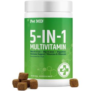 imagePet MD 5in1 Dog Multivitamin  30 Essential Vitamins Minerals ampamp Nutrients for Skin ampamp Coat Hip ampamp Joint Digestion Immune ampamp Senior Dog Vitamins  Glucosamine Omega 3 6 9 ampamp Probiotics  120 ct60 ct