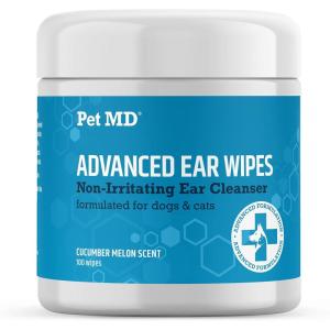 imagePet MD Cat and Dog Ear Cleaner Wipes  Advanced Otic Veterinary Ear Cleaner Formula  Dog Ear Infection Treatment  100 CountRegular Wipes