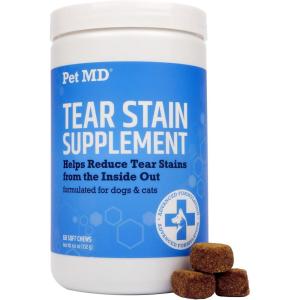 imagePet MD Tear Stain Remover for Dogs ampamp Cats  Antioxidant Eye Care Supplement with Lutein Cranberry ampamp Omega 3 ampamp 6  Cat ampamp Dog Tear Stain Remover Chews for White ampamp Light Fur  60 ct