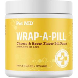 imagePet MD Wrap A Pill Peanut Butter Flavored Pill Paste for Dogs  Make a Pocket to Hide Pills and Medication for Pets  59 ServingsCheese  Bacon