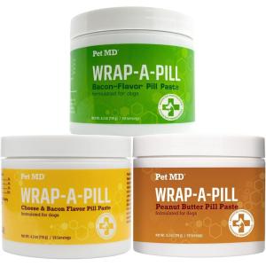 imagePet MD WrapAPill Variety Pack  Peanut Butter Cheese ampamp Bacon Flavored Pill Paste for Dogs  42 oz Each
