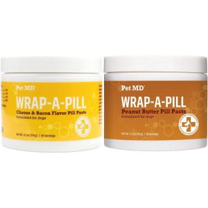 imagePet MD WrapAPill Variety Pack  Peanut Butter ampamp Cheese Bacon Flavored Pill Paste for Dogs  42 oz Each