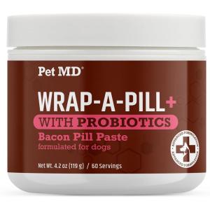 imagePet MD WrapAPill with Dog Probiotics  Pill Wrap for Dogs Medicine  EasytoUse Paste to Hide Capsules Create Pockets and Pill Treats for Dogs  Cheese ampamp Bacon 42ozBacon