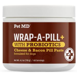 imagePet MD WrapAPill with Dog Probiotics  Pill Wrap for Dogs Medicine  EasytoUse Paste to Hide Capsules Create Pockets and Pill Treats for Dogs  Cheese ampamp Bacon 42ozCheese  Bacon