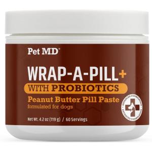 imagePet MD WrapAPill with Dog Probiotics  Pill Wrap for Dogs Medicine  EasytoUse Paste to Hide Capsules Create Pockets and Pill Treats for Dogs  Cheese ampamp Bacon 42ozPeanut Butter