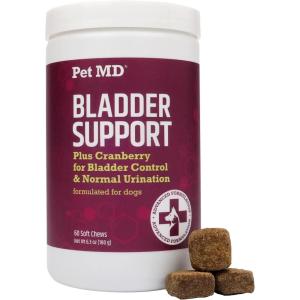imagePet MD Bladder Support Plus Cranberry for Dogs  Support Bladder Control ampamp Urinary Tract Health  Help Relieve Dog UTI ampamp Incontinence  Wild Yam Root ampamp Cranberry Bladder Bites for Dogs  60 ct