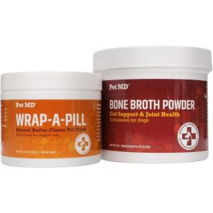 imagePet MD Bone Broth Powder Supplement ampamp Wrap A Pill Peanut Butter Flavor Pill Paste
