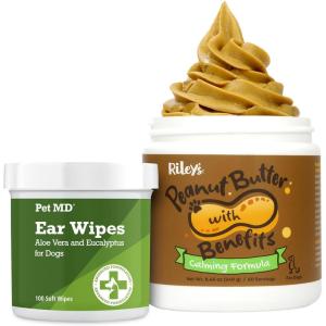 imagePet MD Dog Ear Cleaner Wipes  Rileys Calming Peanut Butter for Dogs