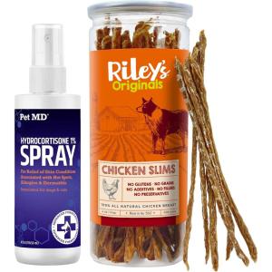 imagePet MD Hydrocortisone Itch Relief Spray  Rileys Chicken Strips for Dogs
