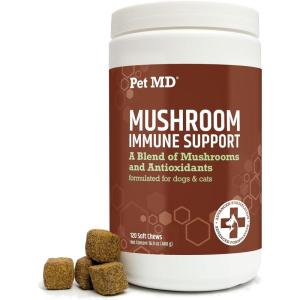 imagePet MD Mushroom Immune Support  Turkey Tail Mushroom for Dogs  Mushroom Cat Immune Support Supplement  Milk Thistle for Dogs ampamp Cats with CoQ10 for Dogs  Immunity Supplement for Dogs  120 Chews