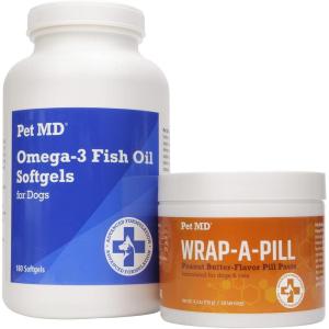 imagePet MD Omega 3 Fish Oil Soft Gels ampamp Wrap A Pill Peanut Butter Flavored Pill Paste