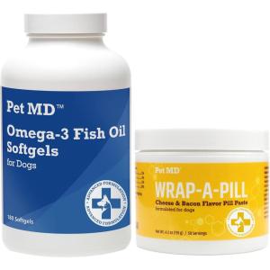 imagePet MD Omega 3 Fish Oil Softgels and Wrap A Pill Cheese ampamp Bacon Pill Paste
