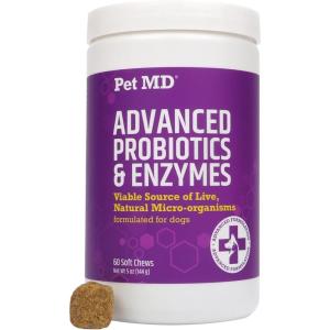 imagePet MD Probiotics ampamp Enzymes for Dogs  Gut Health Chews with Prebiotics  Digestive Aid for Dogs with Upset Stomach Diarrhea Constipation or Gas  Functional Probiotics for Dogs  60 ct