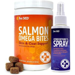 imagePet MD Salmon Omega Bites and Hydrocortisone Spray Bundle  Allergy and Itch Relief Bundle for Dogs