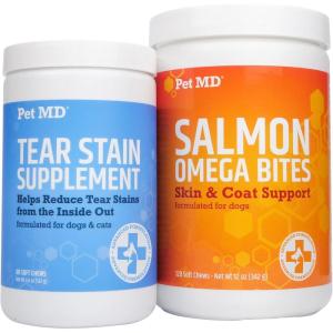 imagePet MD Tear Stain Supplement ampamp Pet MD Salmon Omega Bites