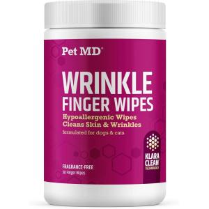 imagePet MD Wrinkle Finger Wipes for Dogs ampamp Cats  Dog Tear Stain Remover and Debris Cleaner for Skin Folds  FragranceFree ampamp Hypoallergenic Grooming Wrinkle Wipes French Bulldog Pug and More  50ct